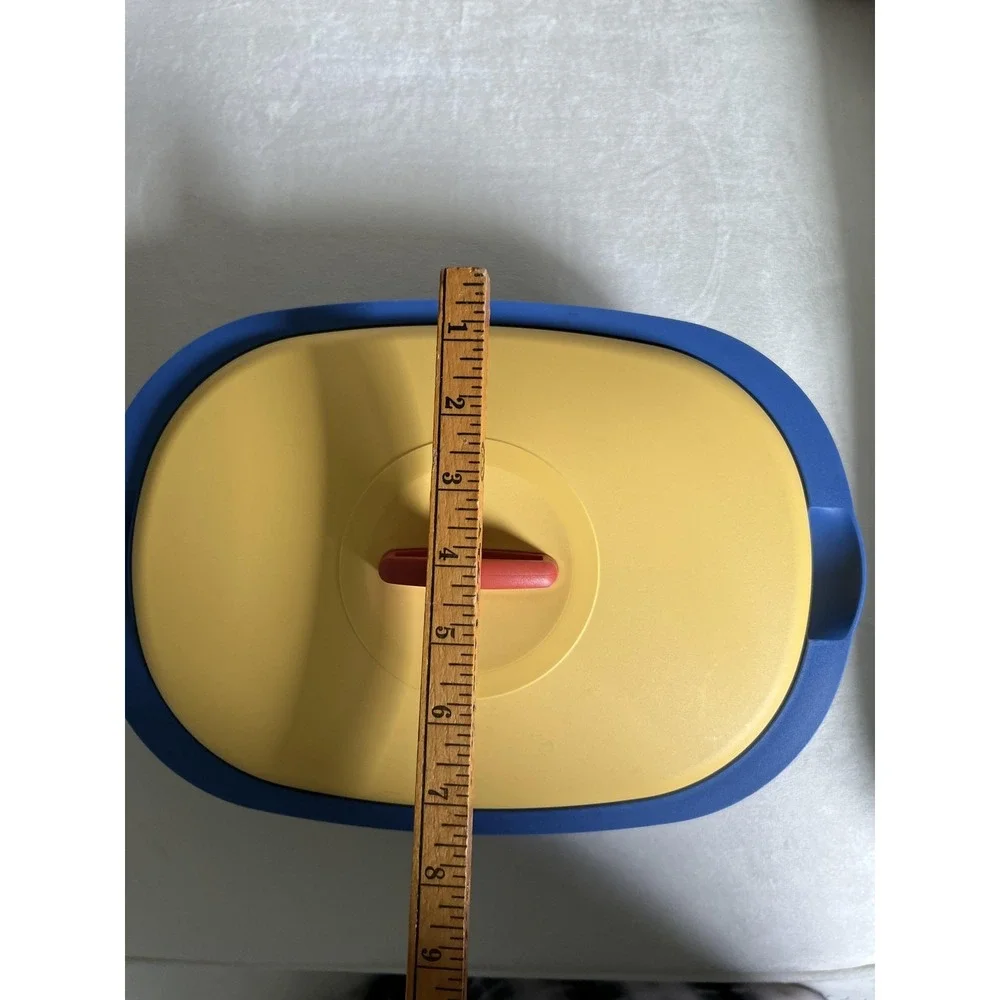 Vintage Tupperware Legacy Microwave Oval Dish‎ Serving Container Blue Yellow